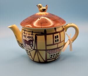 Vintage Red Horse Inn Village Ceramic Tea Pot English Look Cottage Ware #8405